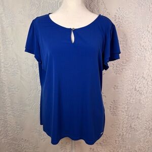Calvin Klein Royal Blue Keyhole Blouse - XL